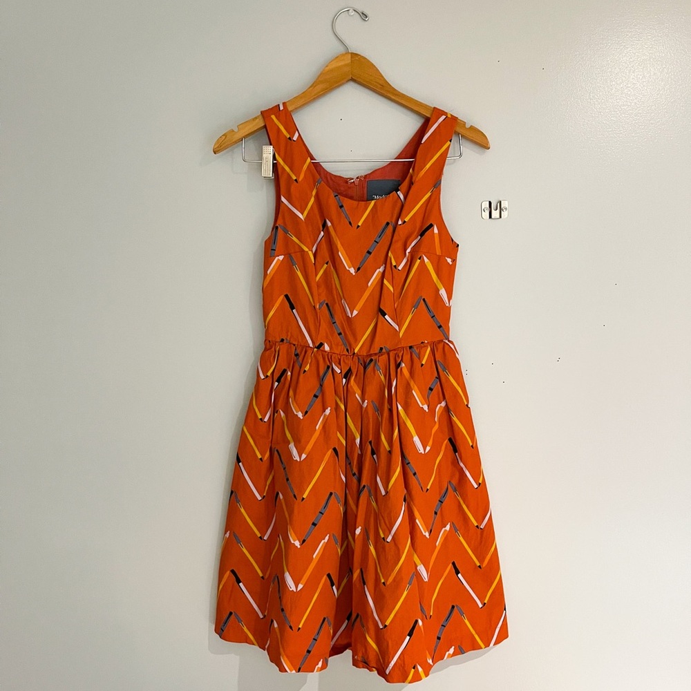 ModCloth Fit And Flare Pleated Pen Dress